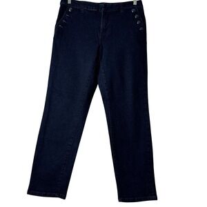 Tommy‎ Hilfiger Denim Sailor Pants Dark Wash Button Accents Jeans
